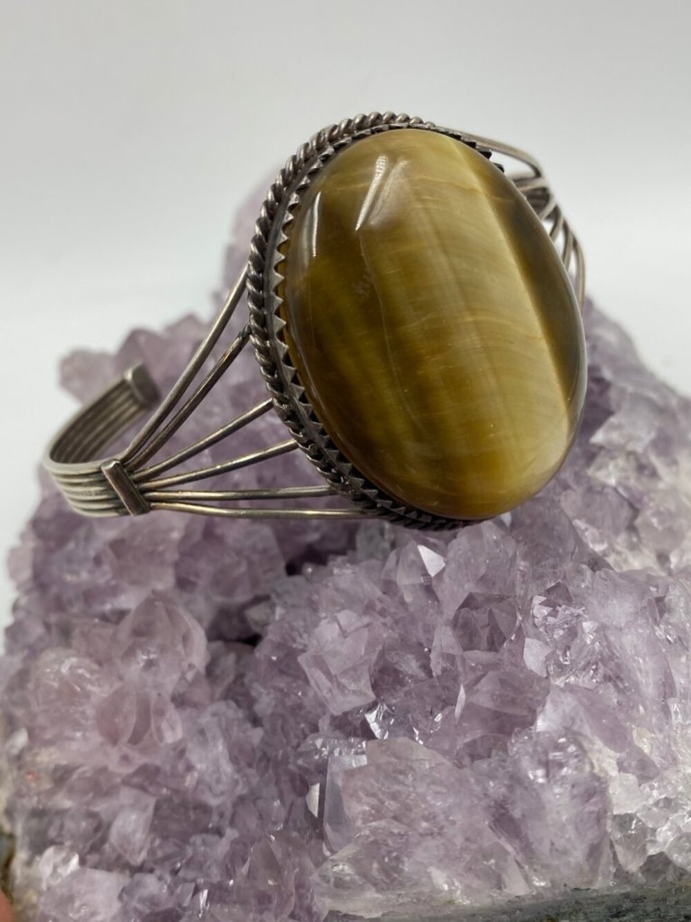 Vintage Sterling Silver Tiger's Eye Cuff
